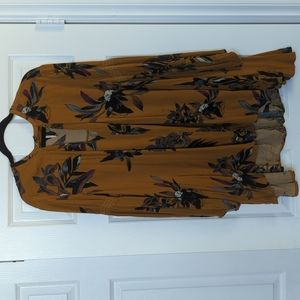 Free People mustard floral swing tunic top